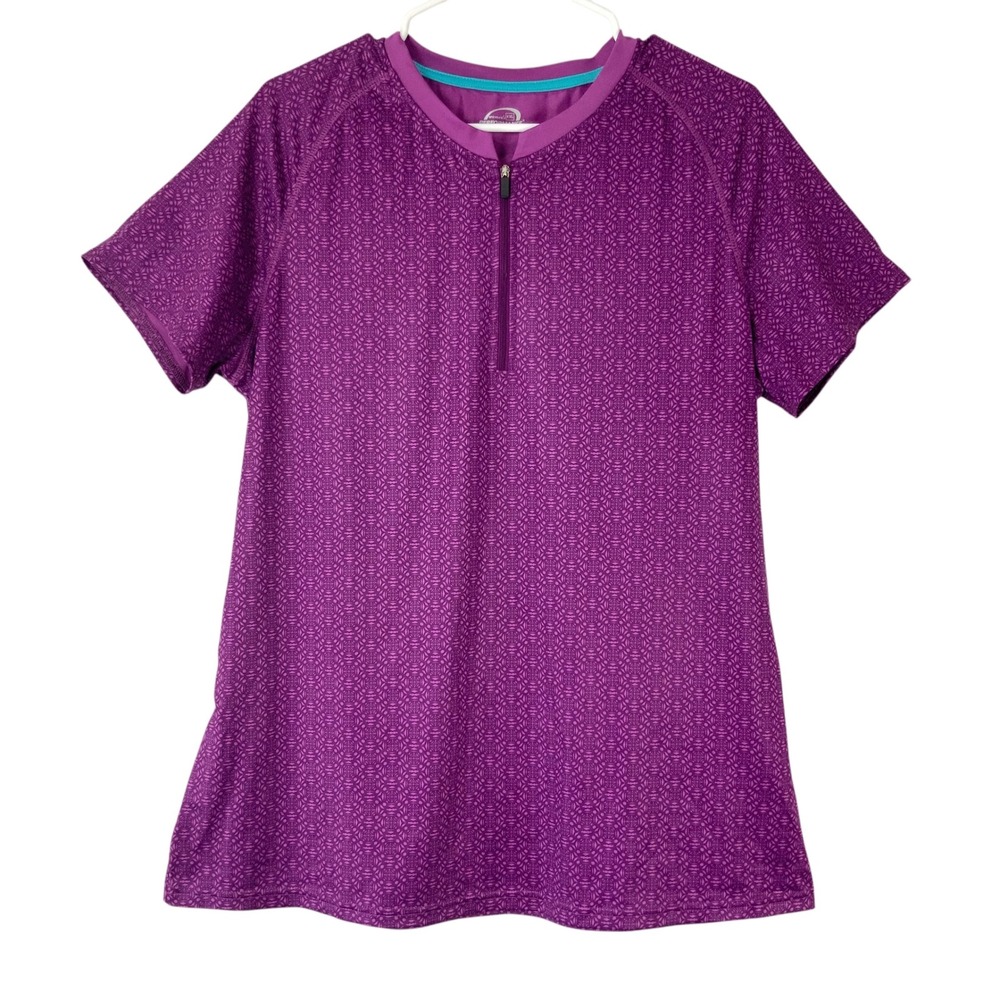 Performance Bicycle XXL Purple Geometric Cycling Jersey Quarter Zip Pockets